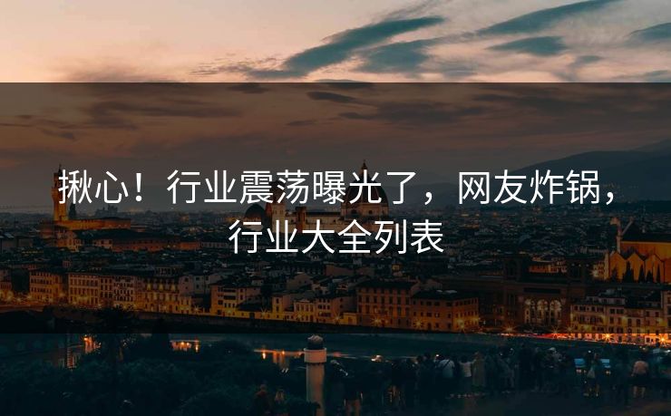揪心！行业震荡曝光了，网友炸锅，行业大全列表