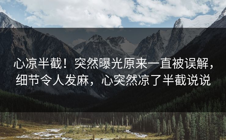 心凉半截！突然曝光原来一直被误解，细节令人发麻，心突然凉了半截说说