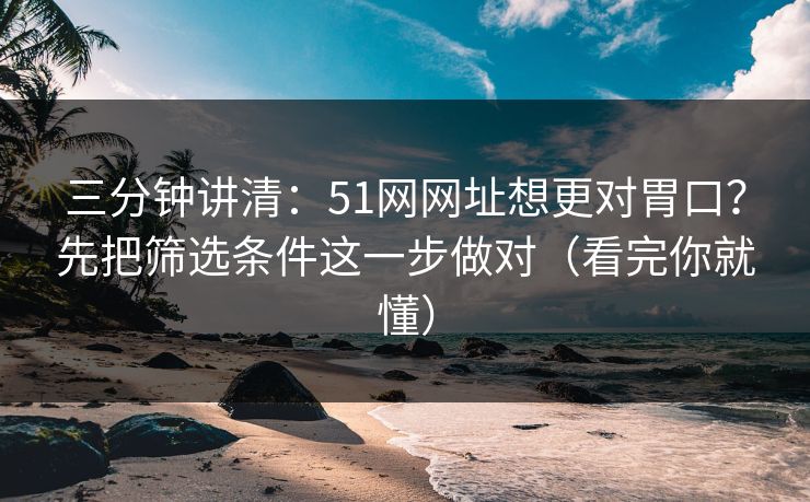 三分钟讲清：51网网址想更对胃口？先把筛选条件这一步做对（看完你就懂）